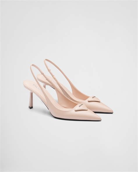 peachy pink prada pointy pump|Powder Pink Brushed leather slingback pumps .